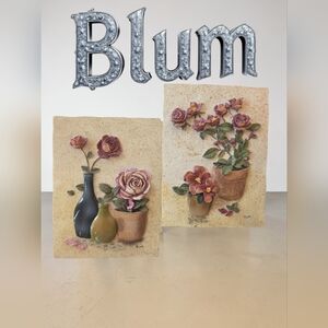 Vintage Cheri Blum 3D plaques tiles set of 2 collectible item
